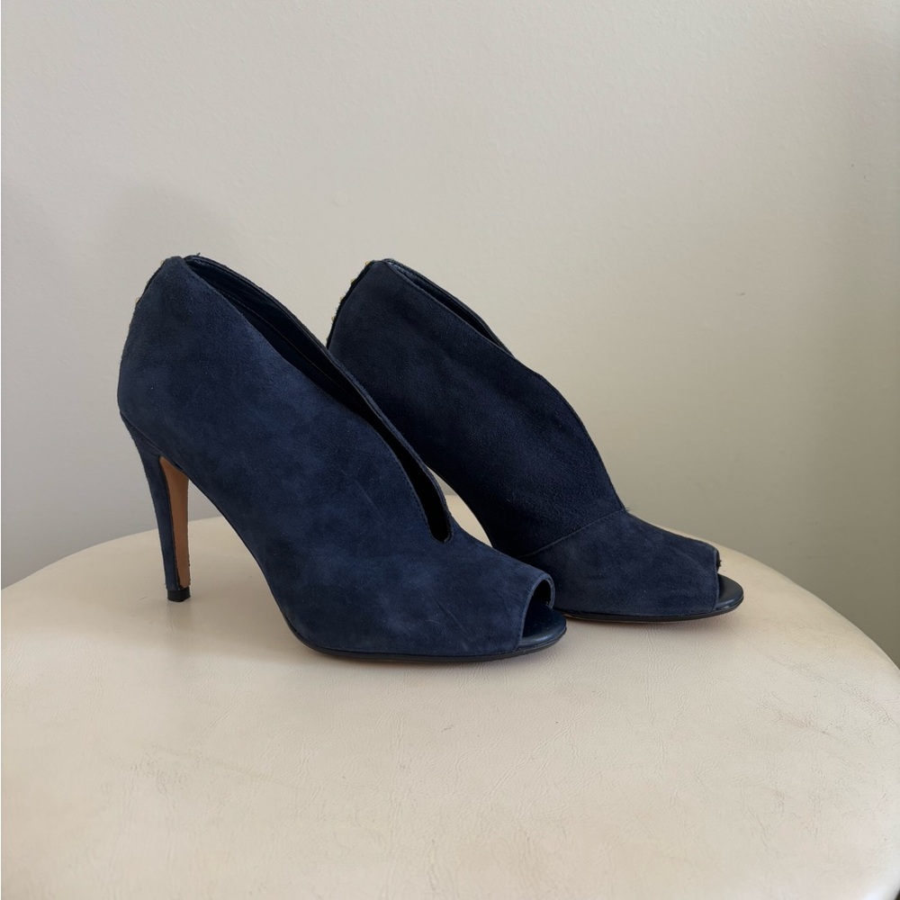 Halogen blue studded suede heels booties  7.5